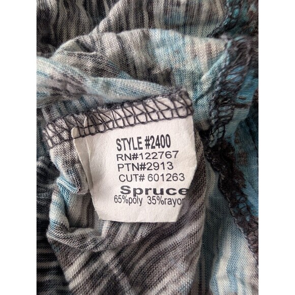 David Cline Blue Brown Abstract Roll Tab Snap Front Top Shirt Size Medium - Picture 9 of 10